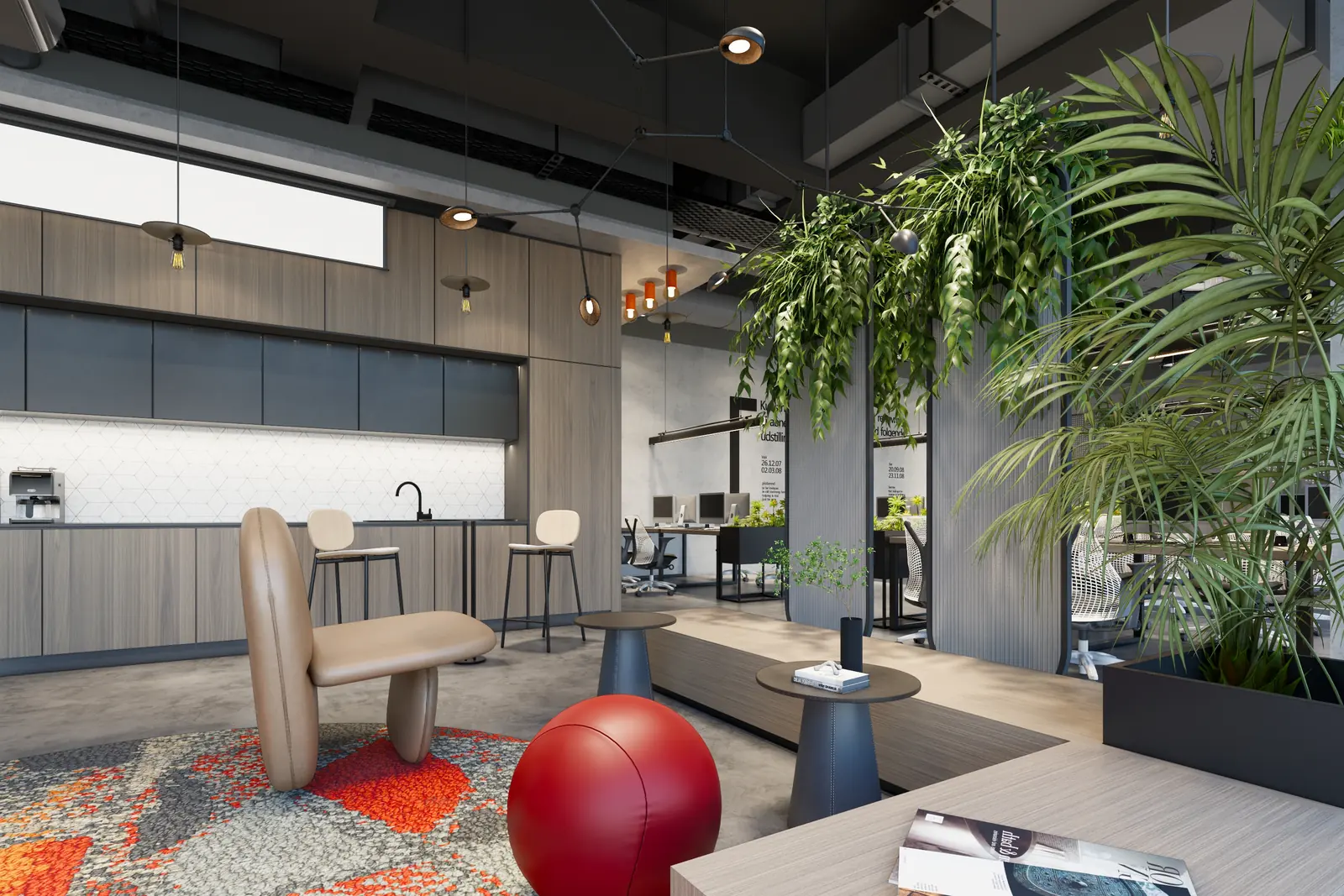 Flexible pantry and breakout space in a small Hong Kong office
