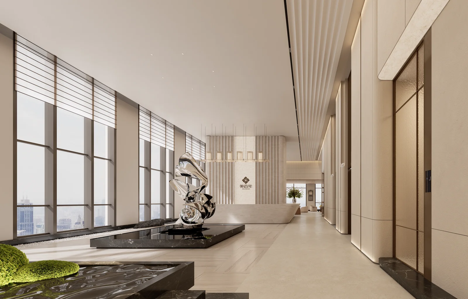 Premium enterprise workspace at MCRE Group, Shenzhen Chuangfu Building (view 6) — interior design & fit-out by Roky Design