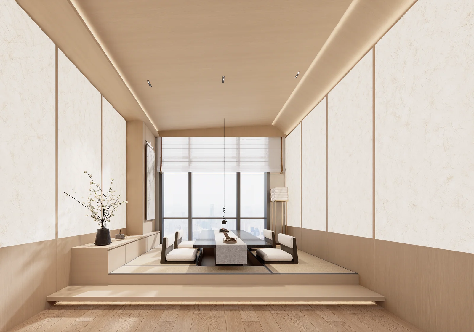 Premium tea room 3 / lounge at MCRE's enterprise office, Shenzhen Chuangfu Building — by Roky Design