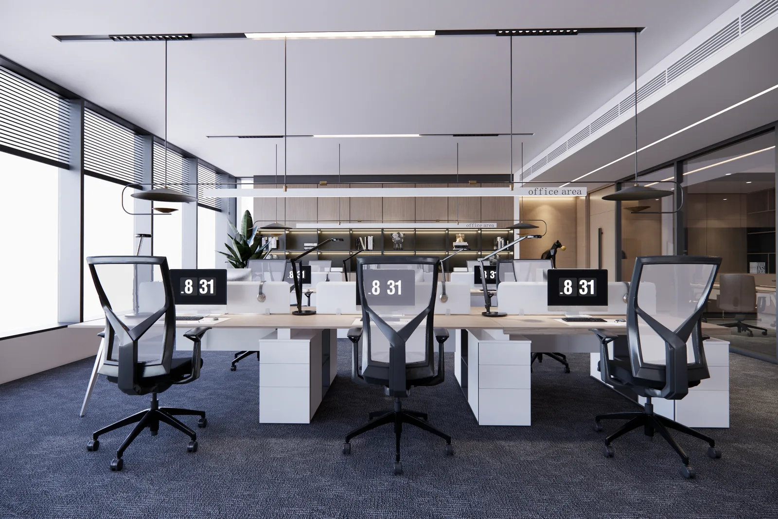 Bright open-plan workstations in a compact Hong Kong office